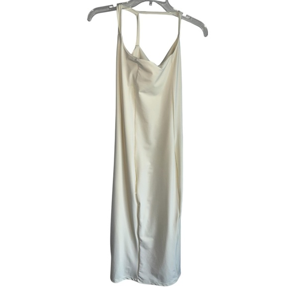 BUMPSUIT The Chloe Maternity Midi Dress | Cream Sleeveless Asymmetric Straps Med - Picture 5 of 7